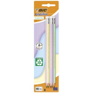 Олівець графітовий НВ з гумкою Evolution PASTEL, блістер (5шт) "Bic" bc518986