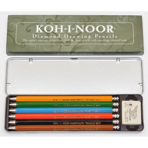 Набір цангових олівців Diamond Pencils, мет.пенал, 6 шт. з кольоровими грифелями, 2мм "Koh-I-Noor" 5217