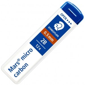 Стрижні до механічних олівців 0.5мм 2B Mars® micro carbon "STAEDTLER" ST.250 05-2B