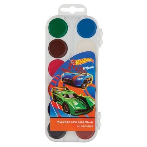 Краски акварельные Hot Wheels, 12 цветов, б/к "Kite" HW17-061