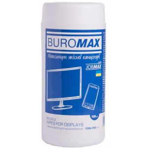 Серветки вологі для чищення екранів, моніторів та оптики, 100 шт JOBMAX "BuroMax" BM.0802