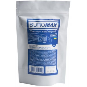 Серветки для чищення оргтехніки, поверхонь та офісних меблів, JOBMAX, вологі, змінний блок, 100 шт "BuroMAX" BM.0803-01