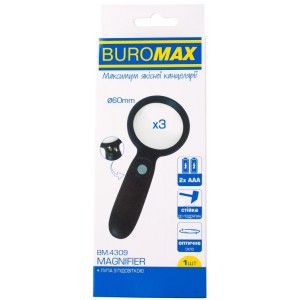 Лупа D 60 мм, 3х, з підсвіткою "BuroMax" BM.4309