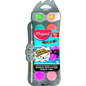 Краски акварельные 12 цветов + кисточка COLOR PEPS "Maped" MP.811520