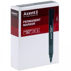Маркер Permanent Comfort Grip, 2 мм круглий, чорний "Axent" 2542-01-A