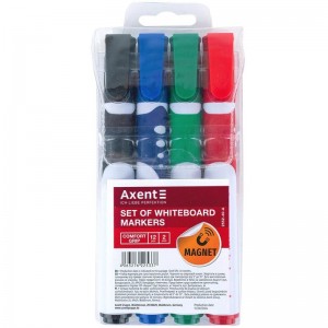 Маркер Whiteboard Comfort Grip, 2 мм, набір 4 кол. "Axent" 2552-40-A