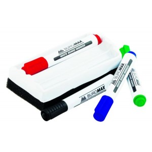 Комплект: 4 маркери WHITEBOARD + губка для дошок "BuroMAX" 8800-84