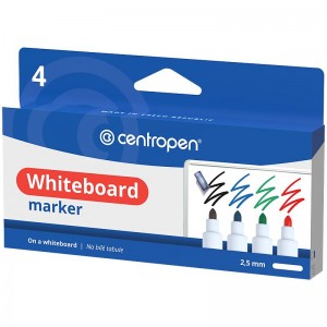 Маркер WHITEBOARD, набір 4 шт. (картон. упак.) "Centropen" 8559/04