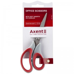 Ножиці Duoton Soft, 16,5 см, сіро-червоні "Axent" 6101-06-А