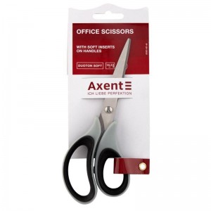 Ножиці Duoton Soft, 16,5 см, сіро-чорні "Axent" 6101-01-А