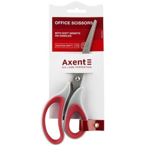 Ножиці офісні  Duoton Soft. 21см, сіро-червоний "Axent" 6102-06-А