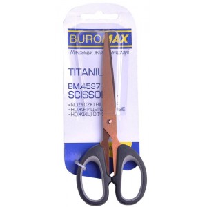 Ножицi офiснi TITANIUM, 163 мм, з сір.гум.вставками, чорні "Buromax" BM.4537-09