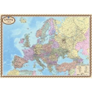 1668 Європа. Політична карта, м-б 1:4 000 000 (на картоні на планках)