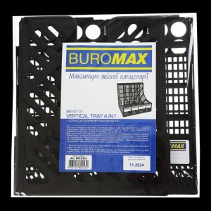 Лоток вертикальний збірний на 4 відділення, чорний "BuroMax" BM.6101
