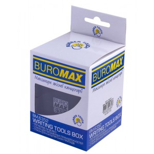 Стакан пластиковий для канц. приладдя, RUBBER TOUCH, чорний "BuroMAX" BM.6352-01