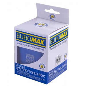 Стакан пластиковий для канц. приладдя, RUBBER TOUCH, синій "BuroMAX" BM.6352-02