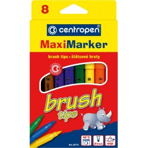 Фломастери, 8 кольорів Brush "Centropen" 8773/08