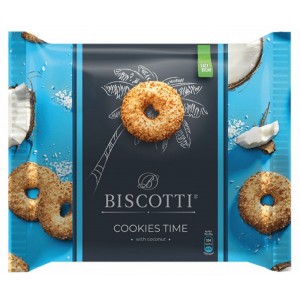 Biscotti COOKIES TIME Печиво пісочне, з кокосом "Кокоша" 160 гр (20127)
