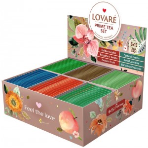 Lovare, 90 шт., Чай асорті «PRIME TEA SET» 6 видів пакетиків по 15 шт lv.79914