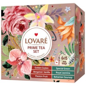 Lovare, 90 шт., Чай асорті «PRIME TEA SET» 6 видів пакетиків по 15 шт lv.79914