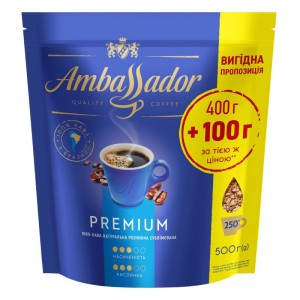 Ambassador Premium, 500 гр, кава розчинна, м/у (am.53445)