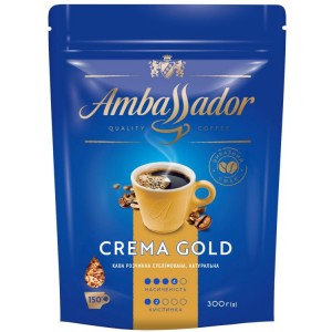 Ambassador Crema Gold, 300 гр, кава розчинна, м/у (am.54414)