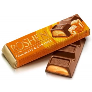 Шоколадний батончик, з карамелю 40 гр "Roshen" 12076