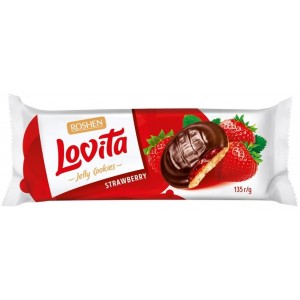 Печиво Lovita Jelly Cookies з желейною начинкою зі смаком полуниці 135г "Roshen"