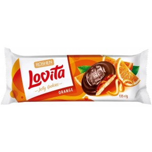 Печиво Lovita Jelly Cookies з желейною начинкою зі смаком апельсина 135г "Roshen"
