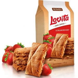 Печиво Lovita Cake Cookies з полуницею 168г "Roshen"