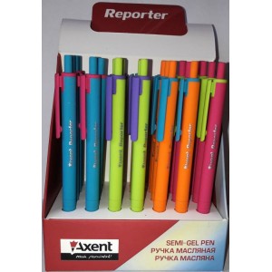 Ручка масляна (автом.) Reporter Color, синя"Axent" AB1069-02-А