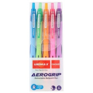 Набір кулькових ручок (авт.), 5 кольорів Aerogrip-3 "UniMax" UX-140-20