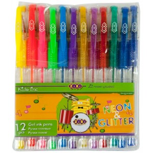 Набір гелевих ручок, 12 кольорів NEON+GLITTER "ZiBi" ZB.2204-99