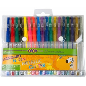 Набір гелевих ручок, 18 кольорів Standart+Metallic+NEON+GLITTER "ZiBi" ZB.2206-99