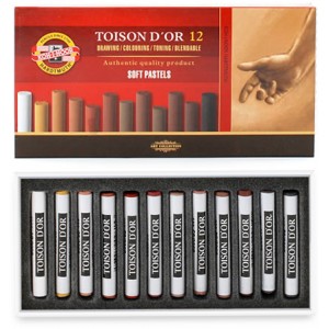 Сухие пастельные мелки TOISON D’OR, 12 шт, коричневые оттенки "KOH-I-NOOR" 8522