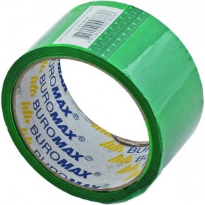 Клейка стрічка пакувальна, 48мм x 35м, зелена "BuroMAX" BM.7007-04