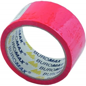 Клейка стрічка пакувальна, 48мм x 35м, червона "BuroMAX" BM.7007-05