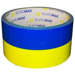 Клейка стрічка пакувальна, 48мм x 35м, PATRIOT, синьо-жовта "BuroMAX" BM.7007-85