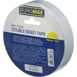 Двостороння клейка стрічка, 18 мм х 10м "BuroMAX" BM.7504