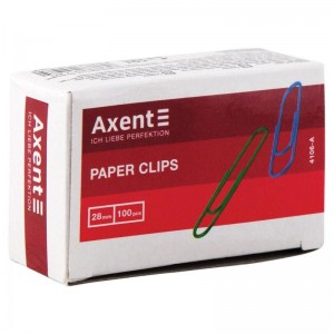 Скрiпки кольорові, 28 мм, круглі, 100 шт. "Axent" 4106-А