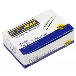 Скрiпки нікельовані, 50 мм, круглі, рельєфні 100 шт "BuroMAX" ВМ.5020