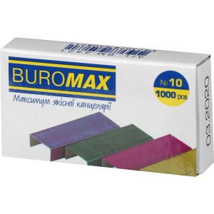 Скоби №10, кольорові, 1000 шт "BuroMAX" BM.4421
