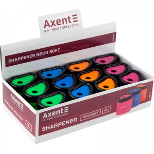 Точилка з контейнером, 1 отв., Neon soft, асорті "Axent" 1158-А