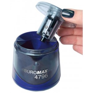 Чинка автоматична, 1 отв., з контейнером, синя "BUROMAX" BM.4796