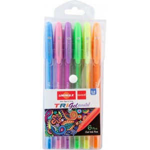 Набір гелевих ручок, 6 кольорів Trigel Pastel "UNIMAX" UX-144
