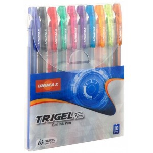 Набір гелевих ручок, 10 кольорів Trigel-3 "UNIMAX" UX-132-20