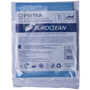 Серветка мікрофібра для скла та дзеркал 30х30см, 1шт "Buroclean" 10200121