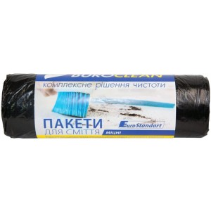 BuroClean EuroStandart  Пакети для сміття 160л/10шт, 90х120cм, міцні, чорні, 25мкм, LDPE (10200052)