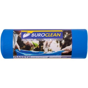BuroClean EuroStandart  Пакети для сміття 240л/10шт, 90х130cм, міцні, сині, 35мкм, LDPE (10200062)
