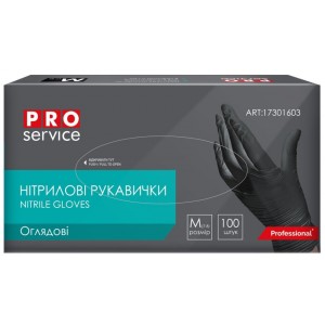 PRO SERVICE Рукавички нітрилові неопудрені, чорні 100 шт., M pr.17301603